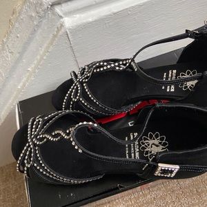 rhinestone and dance satin shoes.  Made in England British size 6 USA 81/2